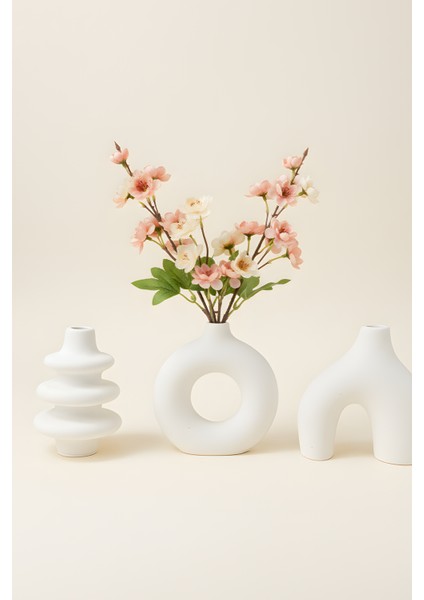 Modern Bohem Beton Biblo 3’lü Set – Dekoratif Minimal Set