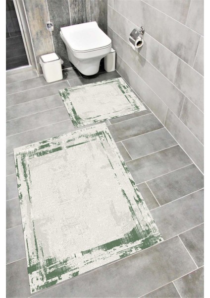 Su Emici Yumuşak Kaymaz Taban Sünger Dolgulu Yıkanabilir Dekoratif Banyo Paspası TAKIMI-1013GRESS