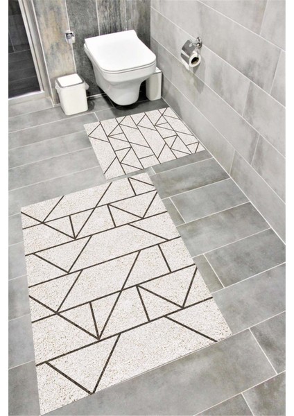 Su Emici Yumuşak Kaymaz Taban Sünger Dolgulu Yıkanabilir Dekoratif Banyo PASPASI-1159