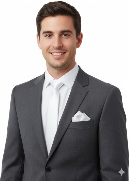 Erkek Mat Saten Kumaş Kravat Klasik Mendilli Şık Kolay Şekil Alabilen Leke Tutmaz Slim Model