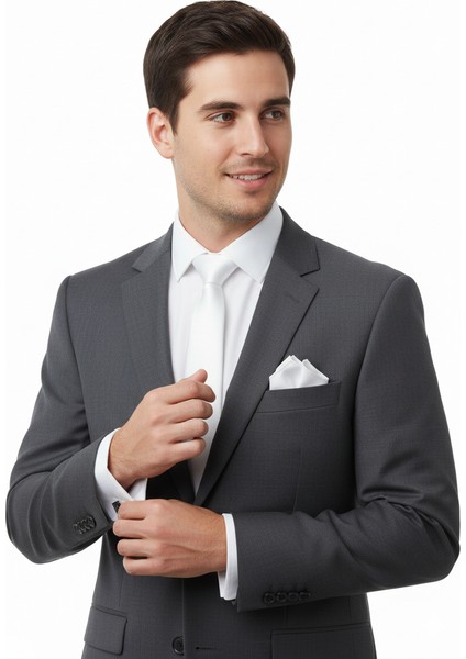 Erkek Mat Saten Kumaş Kravat Klasik Mendilli Şık Kolay Şekil Alabilen Leke Tutmaz Slim Model fiyatları