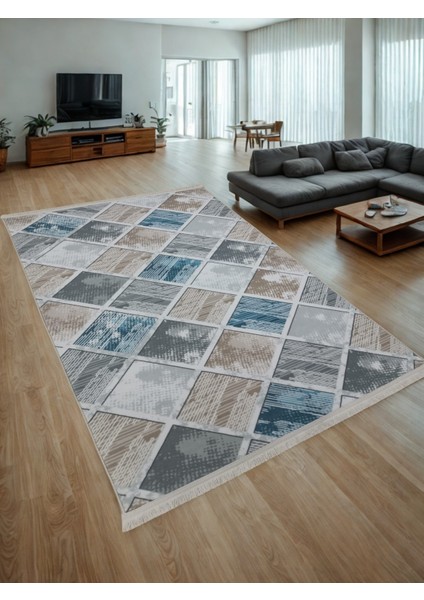 Gri Mavi Kahve Saçaklı Kaymaz Taban Yıkanabilir Kesme Yolluk Salon Mutfak Oturma Odası Halı fiyatları