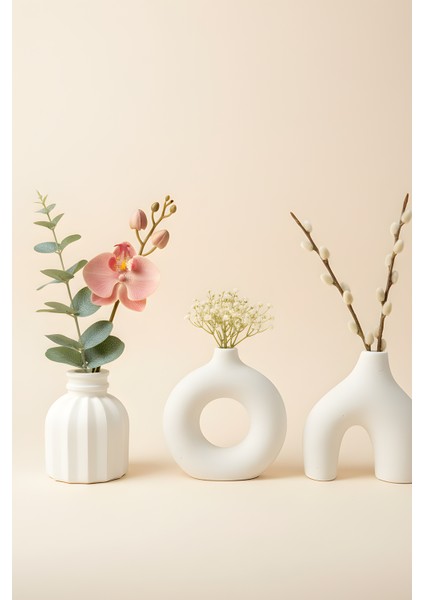 Bohem - Modern Beton Biblo 3’lü Set – Dekoratif Minimal Biblo