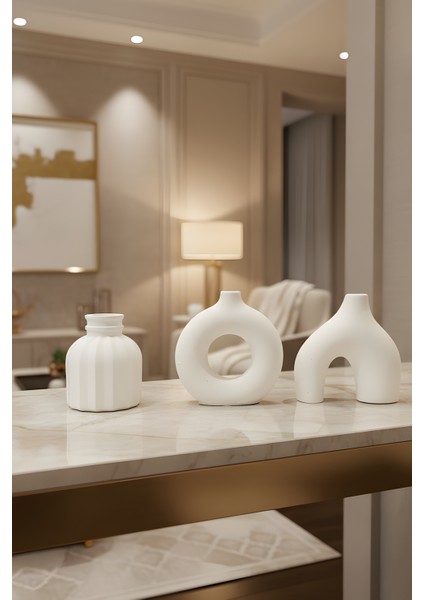 Bohem - Modern Beton Biblo 3’lü Set – Dekoratif Minimal Biblo modelleri