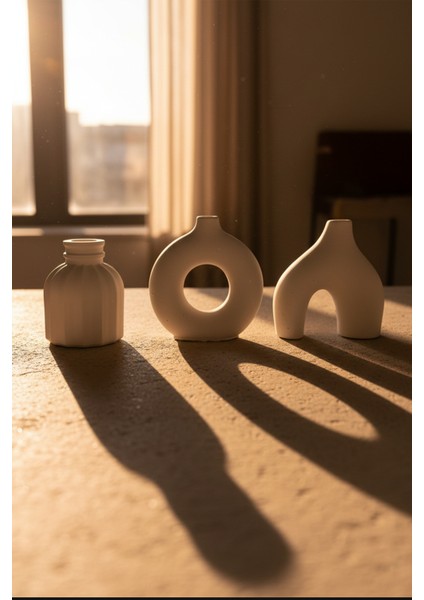 Bohem - Modern Beton Biblo 3’lü Set – Dekoratif Minimal Biblo indirimleri