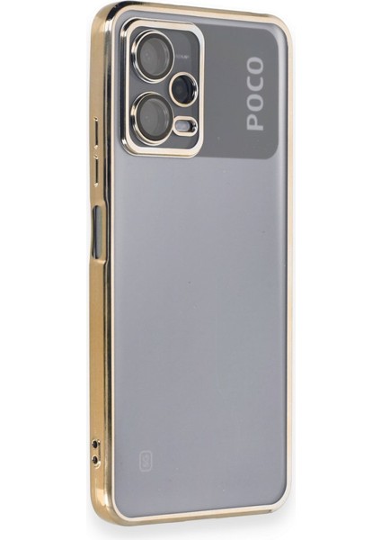 Poco X5 5g Kılıf Kamera Lens Korumalı Razer Lens Silikon Kapak - Gold