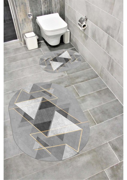 Su Emici Yumuşak Kaymaz Taban Sünger Dolgulu Yıkanabilir Dekoratif Banyo Paspası TAKIMI-1131