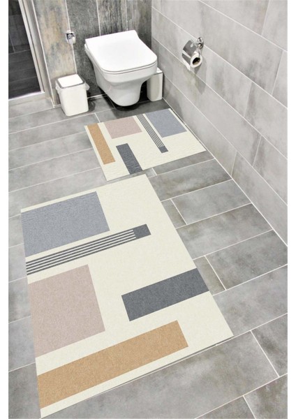 Su Emici Yumuşak Kaymaz Taban Sünger Dolgulu Yıkanabilir Dekoratif Banyo Paspası TAKIMI-1158