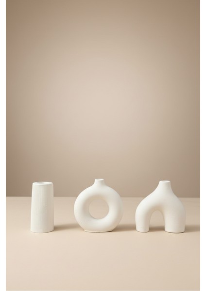 Bohem - Modern Beton Vazo 3’lü Set – Dekoratif Minimal Vazo fiyatları