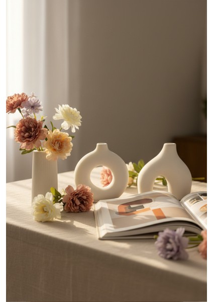 Bohem - Modern Beton Biblo 3’lü Set – Dekoratif Minimal Biblo