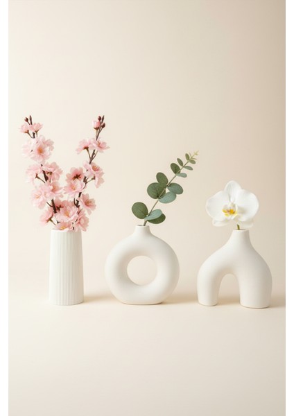 Bohem - Modern Beton Biblo 3’lü Set – Dekoratif Minimal Biblo fiyatları