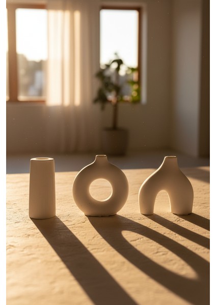 Bohem - Modern Beton Biblo 3’lü Set – Dekoratif Minimal Biblo fırsatları