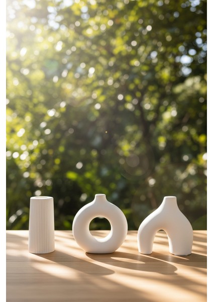 Bohem - Modern Beton Biblo 3’lü Set – Dekoratif Minimal Biblo indirimleri