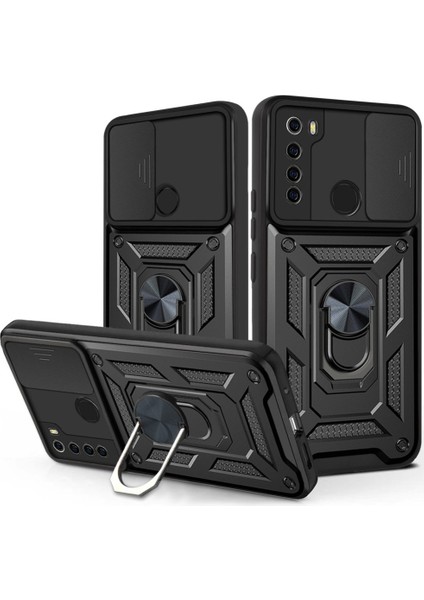 Redmi Note 8 Kılıf Tam Koruma Sağlayan Kamera Sürgülü Sert Silikon Kapak Ryc/pars Yüzüklü