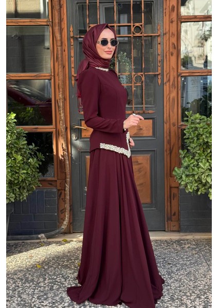 Qeen Abiye 4437 Bordo fiyatları