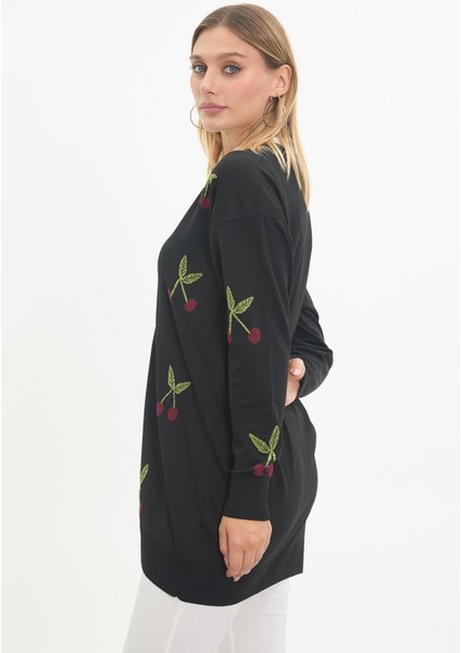 Kiraz Desenli Merserize Triko Hırka fırsatları