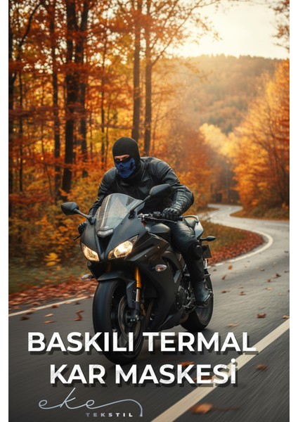 Unisex Baskılı Motorcu Termal Kar Maskesi