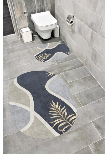 Su Emici Yumuşak Kaymaz Taban Sünger Dolgulu Yıkanabilir Dekoratif Banyo Paspası TAKIMI-1137