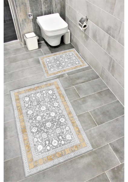 Su Emici Yumuşak Kaymaz Taban Sünger Dolgulu Yıkanabilir Dekoratif Banyo Paspası TAKIMI-1016