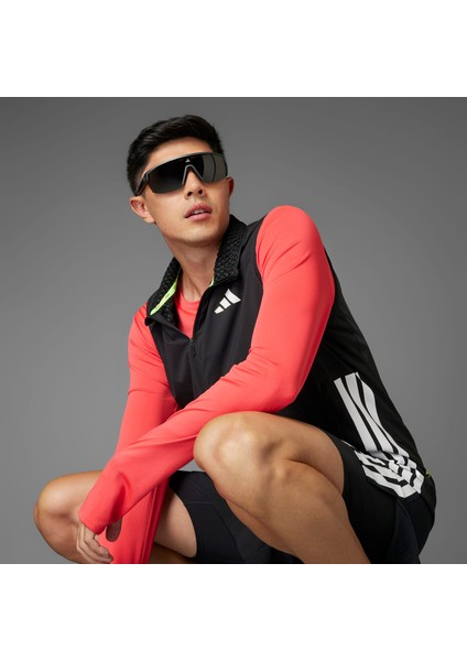 Adizero Erkek Siyah Koşu Yeleği.-