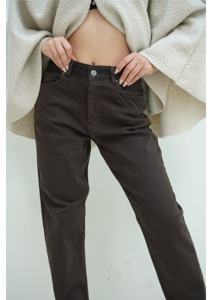 Kahve Mom Pantolon