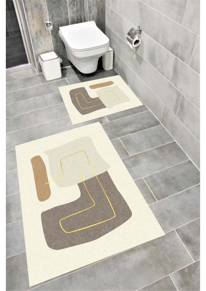 Su Emici Yumuşak Kaymaz Taban Sünger Dolgulu Yıkanabilir Dekoratif Banyo Paspası TAKIMI-1151