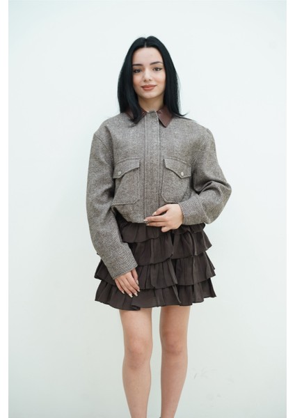 Balıksırtı Kaşe Mathclı Ceket