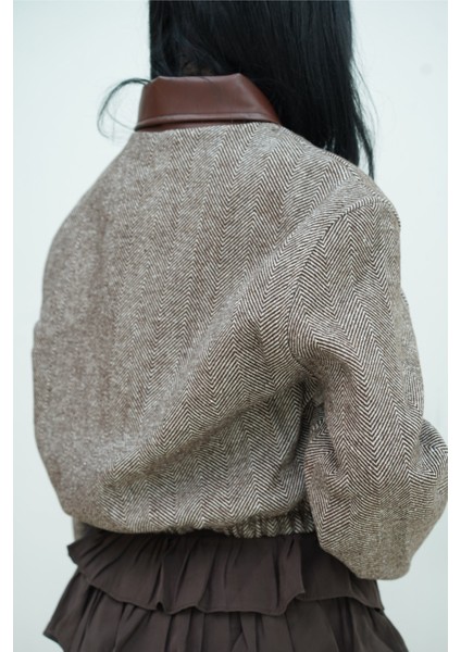 Balıksırtı Kaşe Mathclı Ceket indirimleri