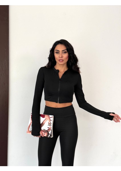 Slim Fit Yüksek Bel Toparlayıcı Crop Kadın 2’li Tayt Takım