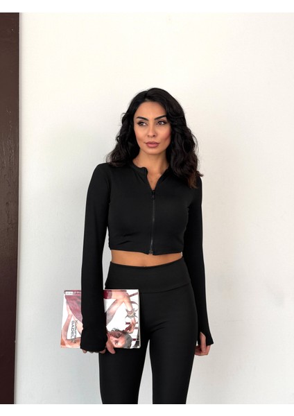 Slim Fit Yüksek Bel Toparlayıcı Crop Kadın 2’li Tayt Takım