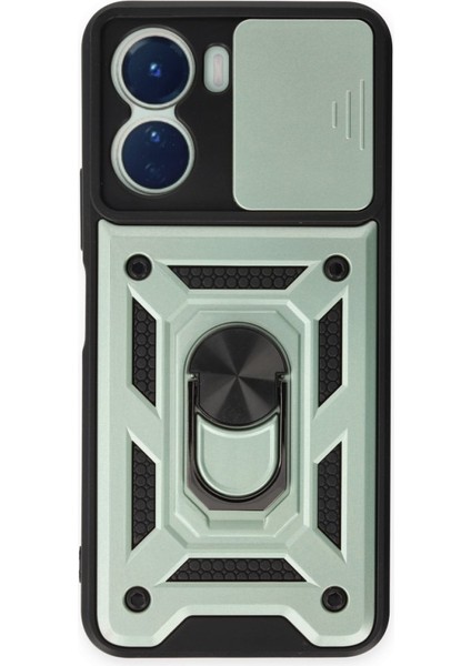 Vivo Y16 Kılıf Kamera Koruma Sürgülü Şık Pars Tank Sert Silikon Kapak