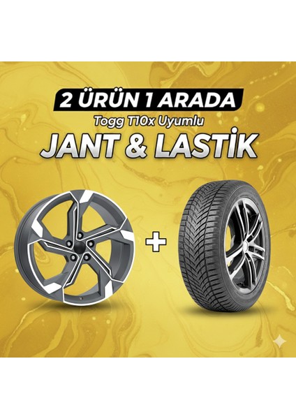 Togg T10X Uyumlu 225/60R18 Dört Mevsim Lastiği 4 Adet YILI:2025 + DY1708 Mgmd 18"jant 4 Adet