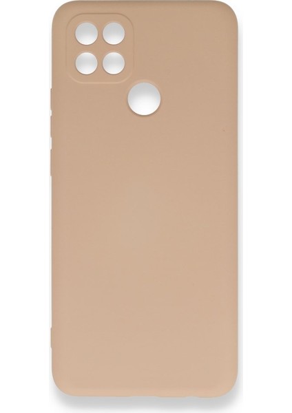 Oppo A15S Kılıf Içi Kadife Kaplı Nano Silikon Kapak - Pudra