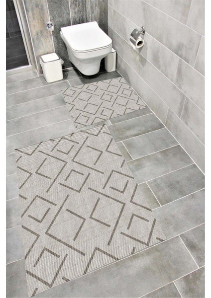 Su Emici Yumuşak Kaymaz Taban Sünger Dolgulu Yıkanabilir Dekoratif Banyo Paspası TAKIMI-1160