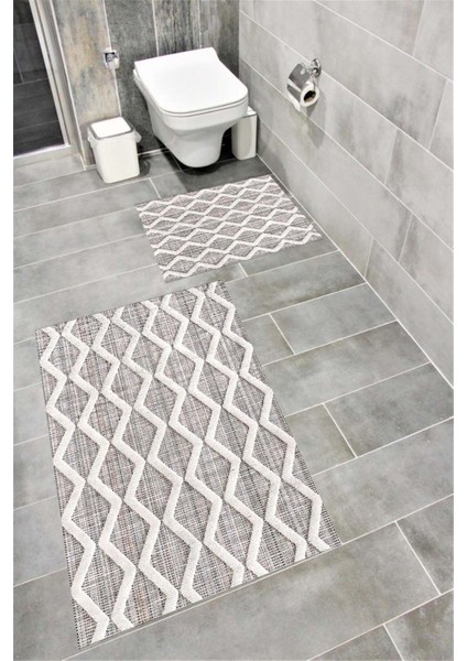 Su Emici Yumuşak Kaymaz Taban Sünger Dolgulu Yıkanabilir Dekoratif Banyo Paspası TAKIMI-1093DREW