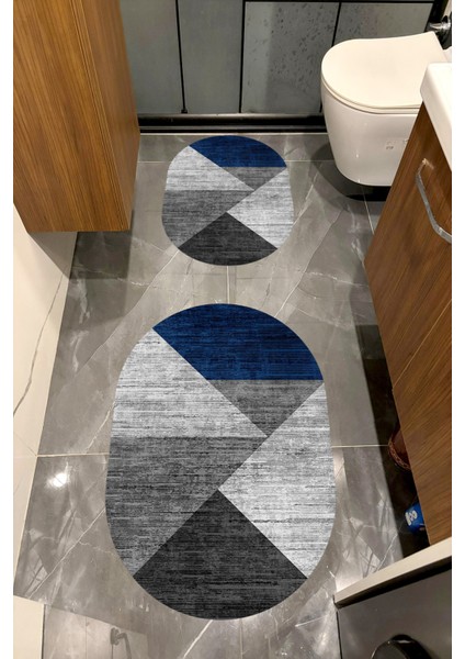 Su Emici Yumuşak Kaymaz Taban Sünger Dolgulu Yıkanabilir Dekoratif Banyo Paspası TAKIMI-1210