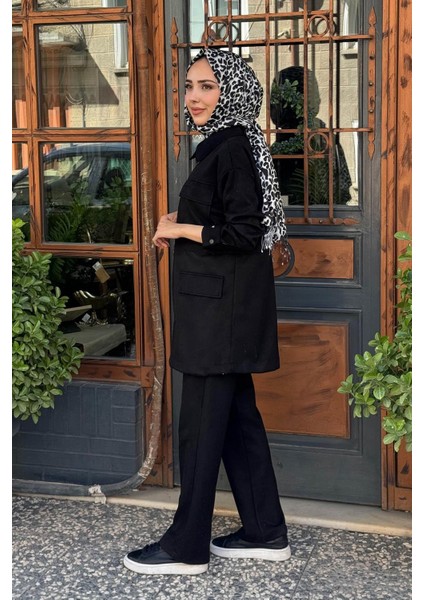 Taşlı Süet Pantolonlu Takım MA24.34 Siyah fiyatları