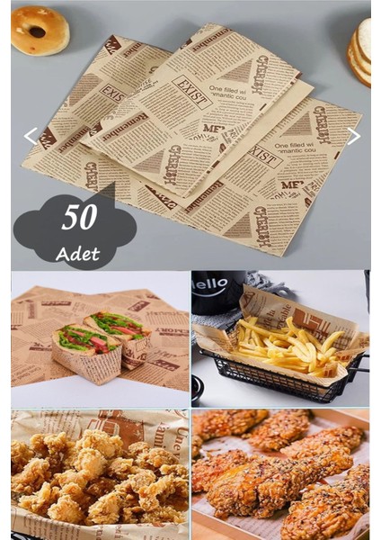 Kendinden Desenli Yağlı Kağıt | 50 Adet Vintage Gazete Desen Sunum Kağıdı | Vintage Yağlı Kağıdı
