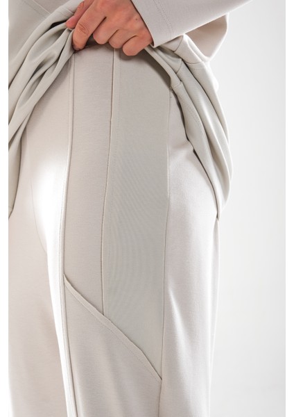 2283_PATCH ve Dikiş Detaylı Esnek Kumaş Tesettür Kadın Spor Eşofman Takımı –cepli Havuç Fit Pantolon fırsatları