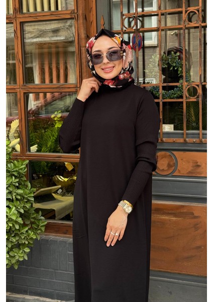 Nurcan Çetin Triko Elbise NR162 Siyah modelleri