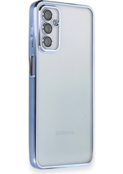 Samsung Galaxy M23 Kılıf Kamera Lens Korumalı Razer Lens Silikon Kapak - Açık Mavi
