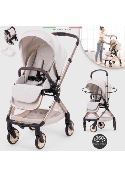 Rotabile Premium Çift Yönlü Bebek Arabası Bej
