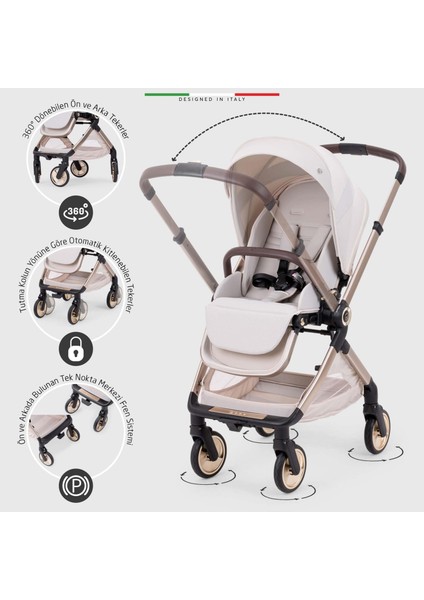 Rotabile Premium Çift Yönlü Bebek Arabası Bej