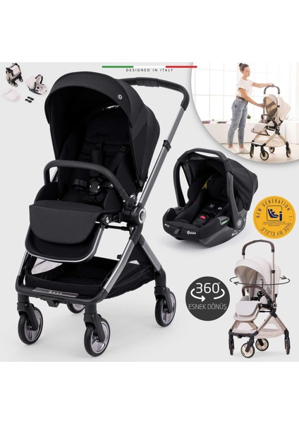 Rotabile Premium Travel Sistem Bebek Arabası Siyah