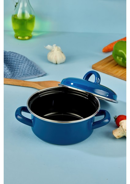 Emaye Kapaklı Mini Kızartma Tenceresi 14 cm Yağsız Pişirme Pratik Kullanım Kolay Temizlik Siyah fırsatları