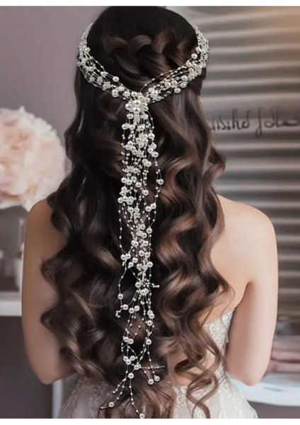 Gelin Nikah Aksesuarı ve Düğün Aksesuarı Incili Gelin Kına Tacı,nikah Düğün Nişan Aksesuarı