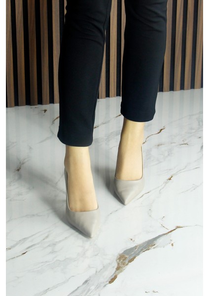 Suzanna Vizon Hakiki Dana Derisi Sivri Burun Klasik İnce Topuklu Ayakkabı modelleri