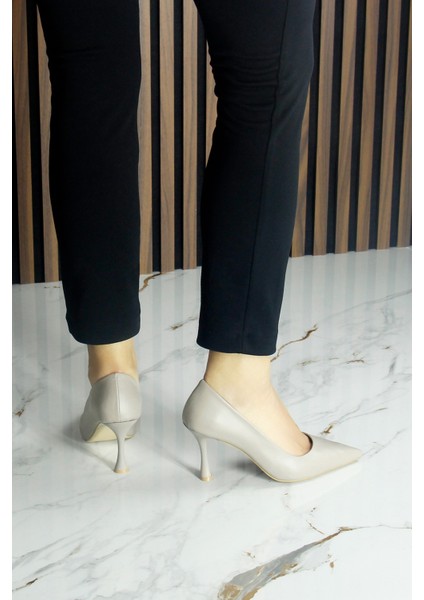 Suzanna Vizon Hakiki Dana Derisi Sivri Burun Klasik İnce Topuklu Ayakkabı indirimleri