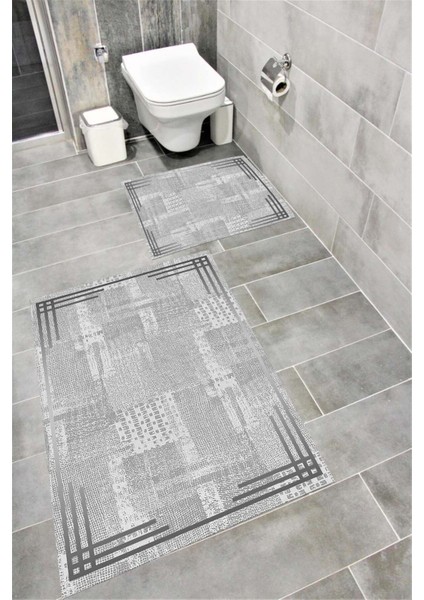 Su Emici Yumuşak Kaymaz Taban Sünger Dolgulu Yıkanabilir Dekoratif Banyo Paspası TAKIMI-1153