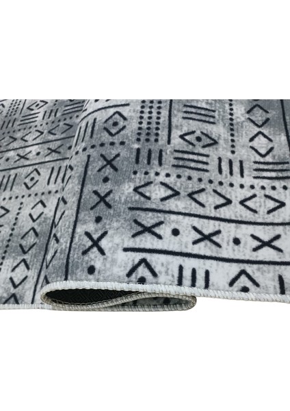 Iskandinav Desen Saçaklı Gri Kaymaz Taban Yıkanabilir Kesme Yolluk Halı indirimleri